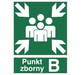 Znak miejsce zbiórki do ewakuacji - punkt zborny B (120-02)