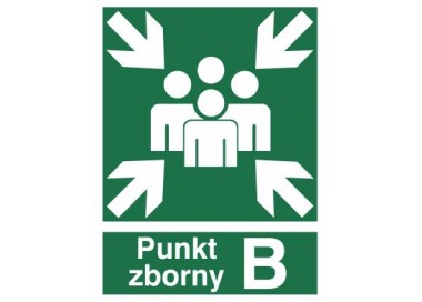 Znak miejsce zbiórki do ewakuacji - punkt zborny B (120-02)