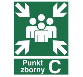 Znak miejsce zbiórki do ewakuacji - punkt zborny C (120-02)