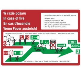 Znak instrukcja piktograficzna schodami w dół w prawo (222 XK-05)