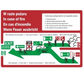 Znak instrukcja piktograficzna schodami w dół w lewo (222 XK-50)