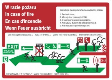 Znak instrukcja piktograficzna schodami w górę w lewo (222 XK-60)