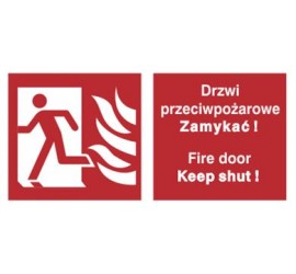 Znak drzwi przeciwpożarowe. Zamykać! Fire door keep shut! (w lewo) (217-02)