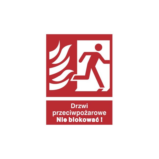 Znak drzwi przeciwpożarowe. Nie blokować! (w prawo) (217-40)