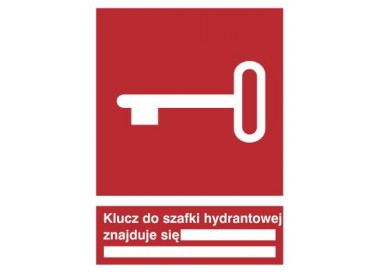 Znak klucz do szafki hydrantowej znajduje się … (230)