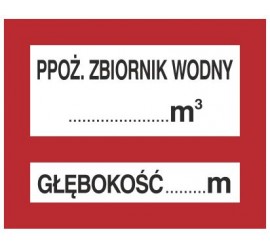 Znak PPOŻ. zbiornik wodny … 3 głębokość … m (231-27)