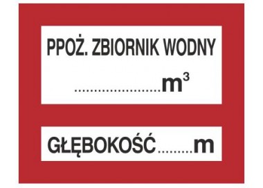 Znak PPOŻ. zbiornik wodny … 3 głębokość … m (231-27)