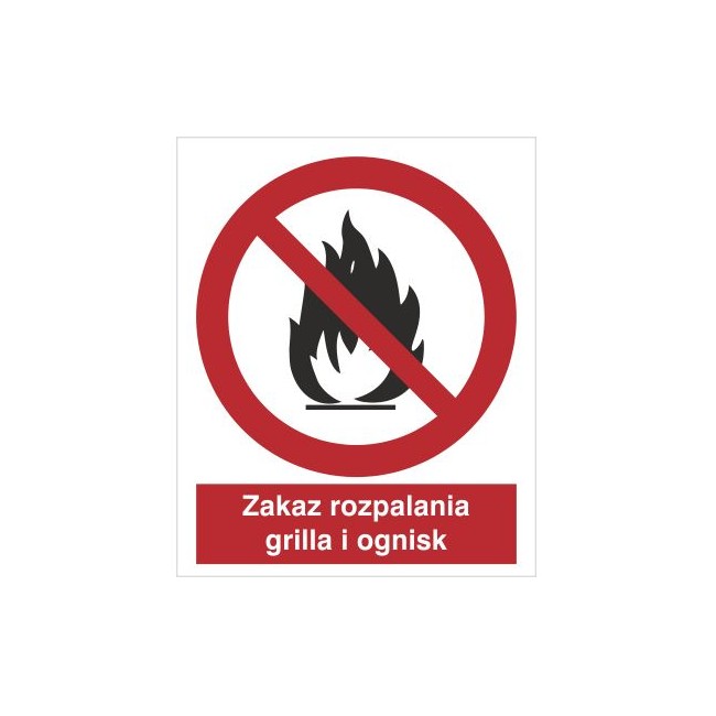 Znak zakaz rozpalania grilla i ognisk (601-01)