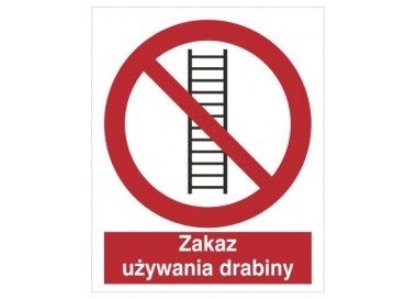 Znak zakaz używania drabiny (607)