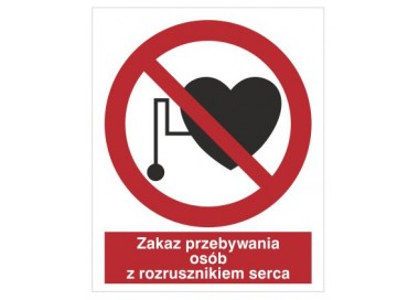Znak zakaz przebywania osób z rozrusznikiem serca (616)