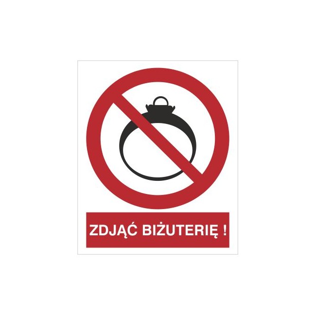 Znak zakaz wchodzenia z biżuterią (639)
