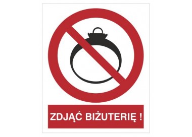 Znak zakaz wchodzenia z biżuterią (639)
