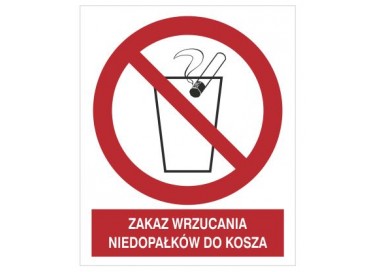 Znak zakaz wrzucania niedopałków do kosza (648)