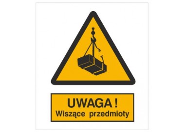 Znak ostrzeżenie przed wiszącymi przedmiotami (wiszącym ciężarem) (305)