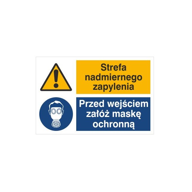 Znak strefa nadmiernego zapylenia. Przed wejściem załóż maskę ochronną (520-07)