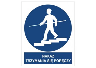 Znak nakaz trzymania się poręczy (434)