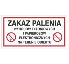 Zakaz palenia wyrobów tytoniowych i pap. Elektr. Na terenie obiektu (209-23)