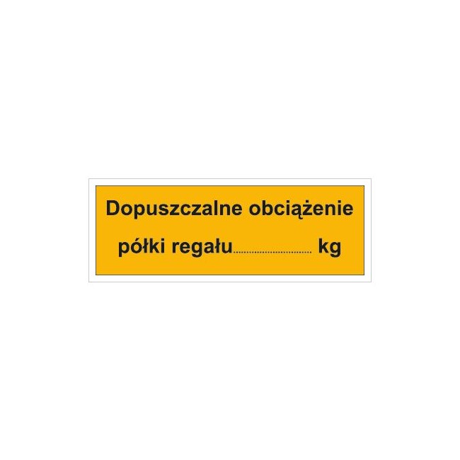 Dopuszczalne obciążenie półki regału: …KG (853-06)