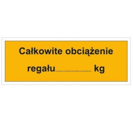 Całkowite obciążenie regału: …KG (853-07)