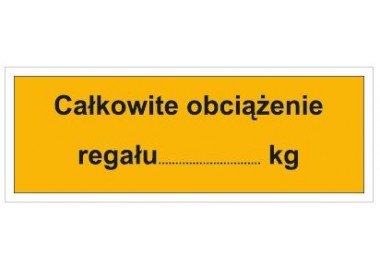 Całkowite obciążenie regału: …KG (853-07)