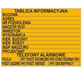 BUDOWLANA TABLICA INFORMACYJNA