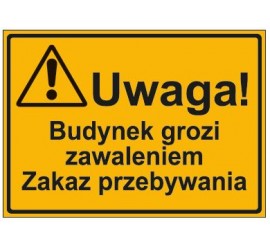 UWAGA! BUDYNEK GROZI ZAWALENIEM. ZAKAZ PRZEBYWANIA (319-38)